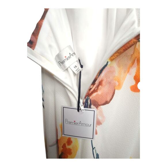 NEW Premier Amour High-Low Fit & Flare White Ruffle Floral Dress (Size: 16) - Picture 9 of 9